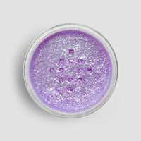 A round container of Jenna Rae Cakes Lavender Haze Edible Glitter (5g Shaker, Pack of 6) filled with shimmery light purple glitter gel, shown from above on a plain light gray background.