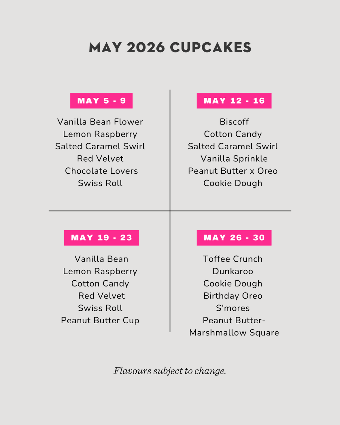 Box of 6 Weekly Cupcakes