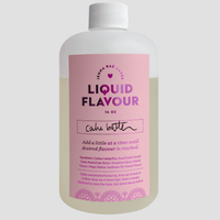 A 16 oz bottle of Jenna Rae Cakes Commercial Liquid Cake Batter, featuring a pink label and white cap, is displayed against a plain light background.