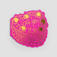 The For You Greeting Card by Jenna Rae Cakes features a pink cake design with gold icing, cherries, and For You in the center on a light gray background.