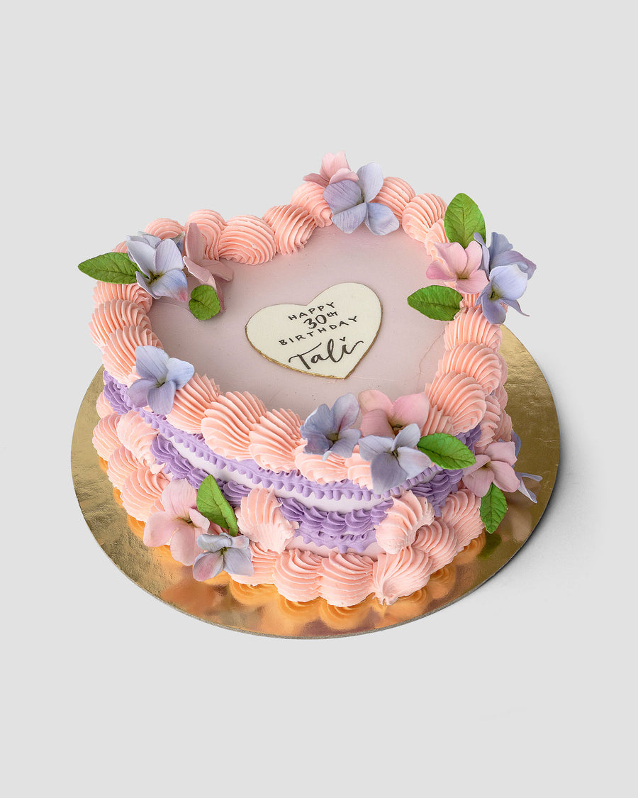 Sugar Flower Heart Cake