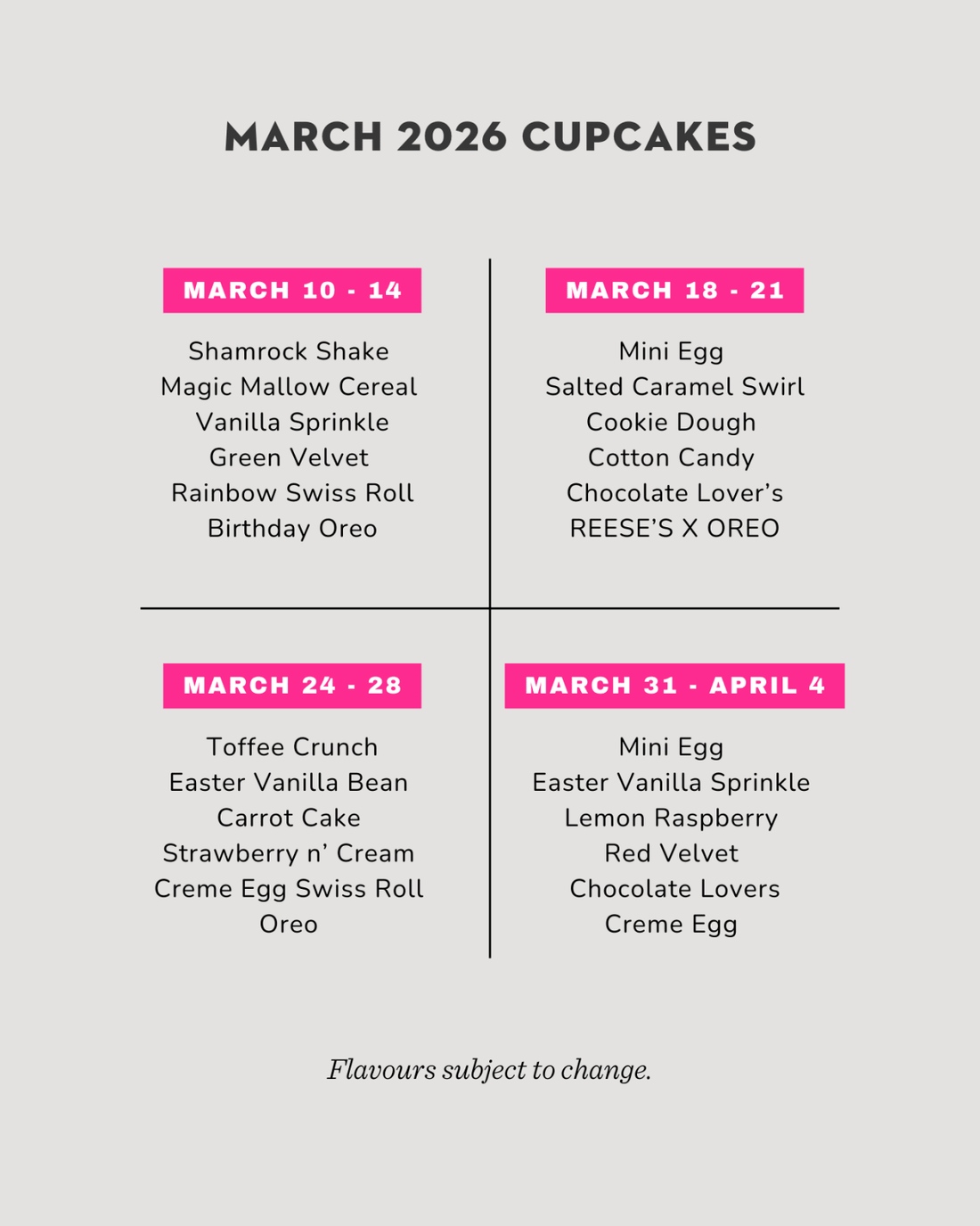 Box of 12 Weekly Cupcakes