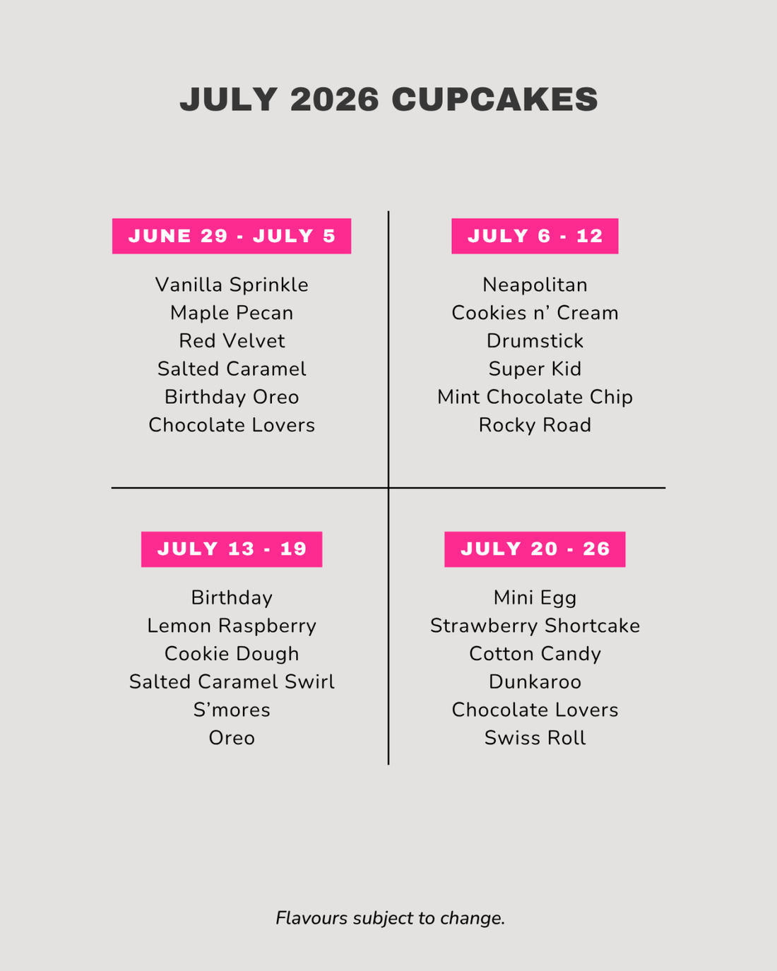 Box of 12 Weekly Cupcakes